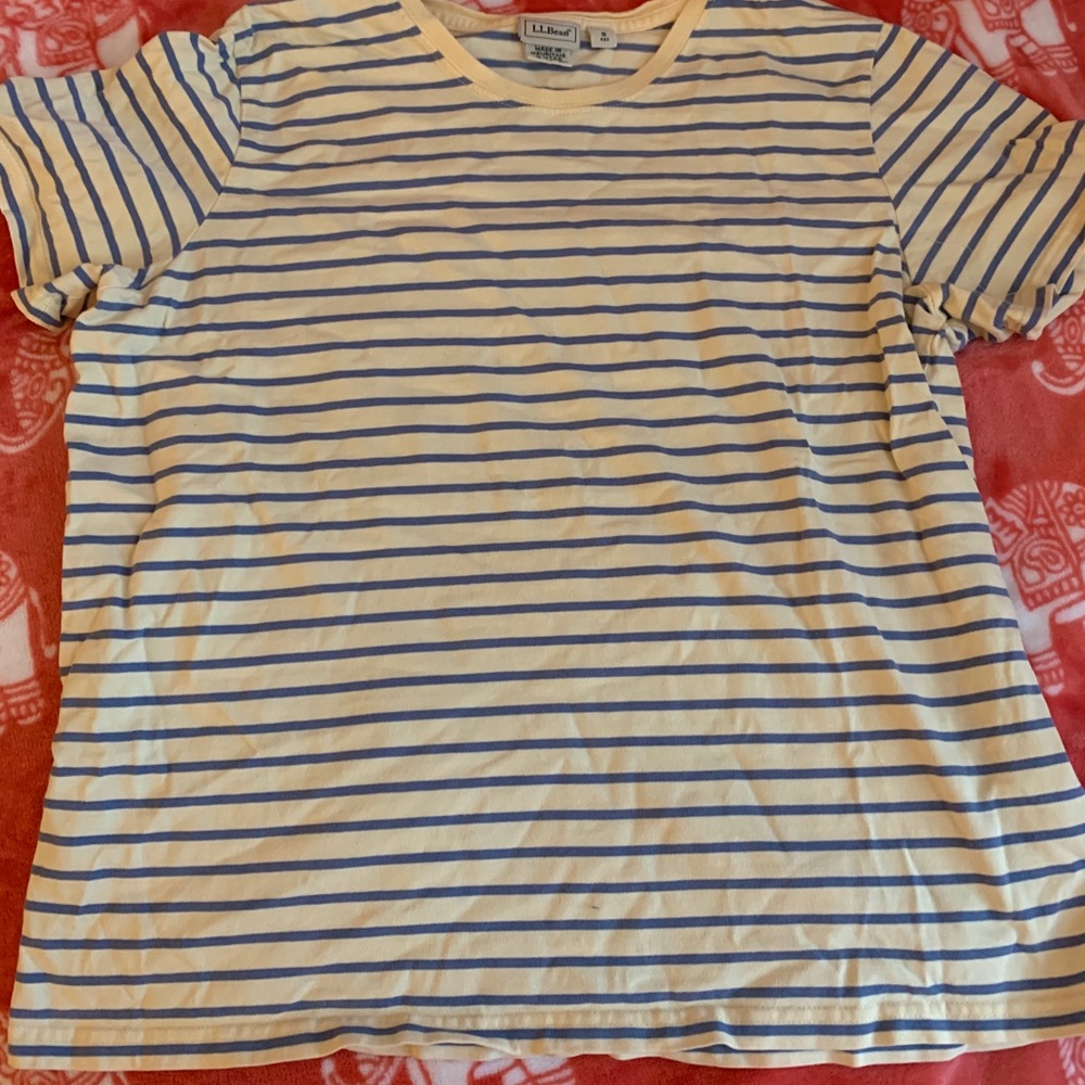 Yellow and blue stripped llbean top